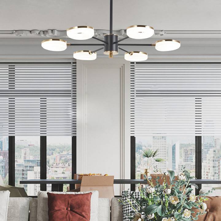 Люстра на штанге Arte Milano Ferrara 6 ламп светодиодная 277499/6 BK/GD