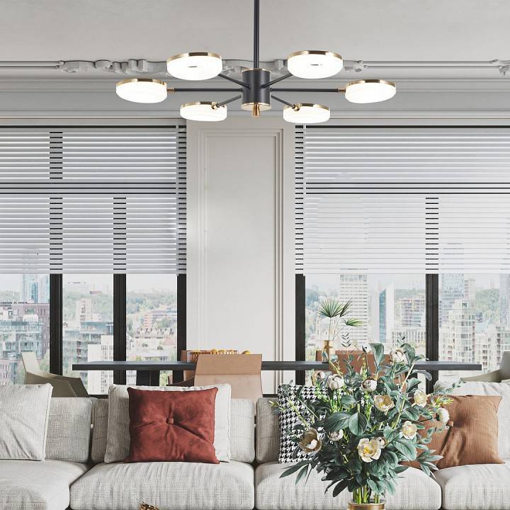 Люстра на штанге Arte Milano Ferrara 6 ламп светодиодная 277499/6 BK/GD