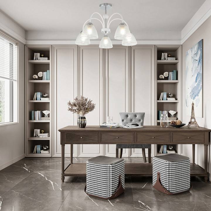 Люстра на штанге Arte Milano Napoli 5 ламп 321410/5 CR+WH