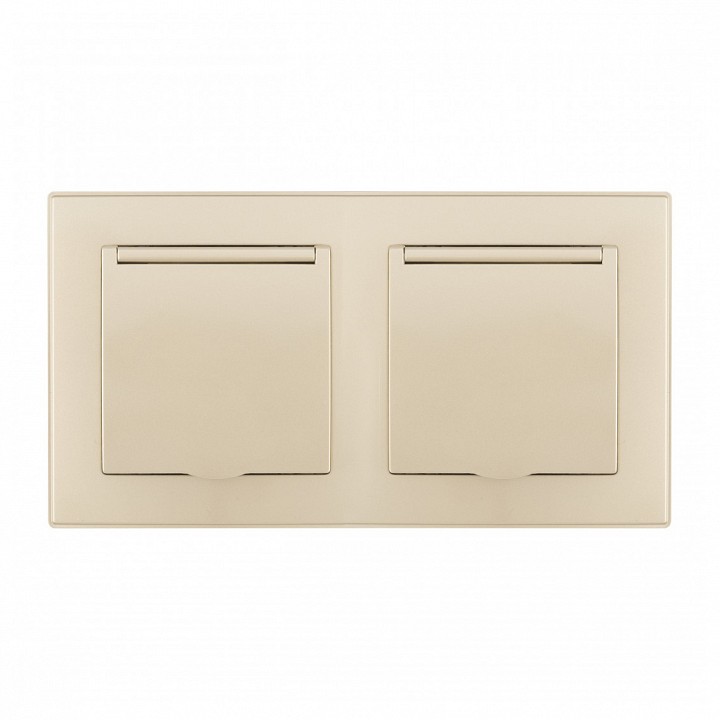 Розетка влагозащищенная с заземлением и со шторкой с крышкой Arte Milano SET06-2 SET06-2-41-1x2 shampan