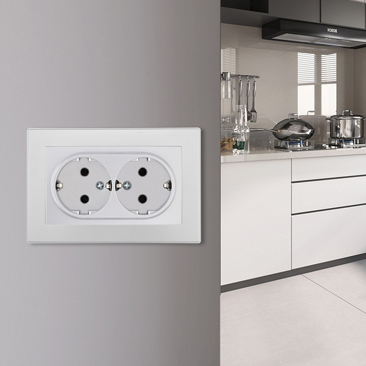 Розетка двойная с заземлением и со шторкой Arte Milano SET06-2 SET06-double-40-2 silver