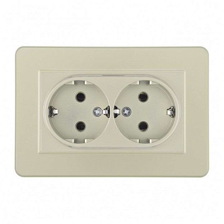 Розетка двойная с заземлением и со шторкой Arte Milano SET16-2 SET16-double-40-2 shampan