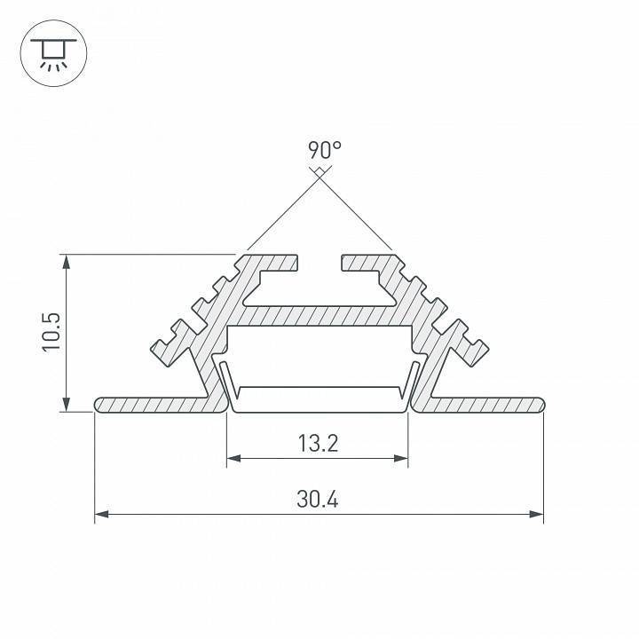 Профиль встраиваемый угловой внутренний Arlight PHS-V-2000 ANOD 013212