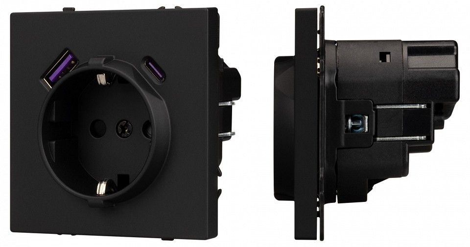 Розетка с заземлением и со шторкой и 2хUSB type A и C, без рамки Arlight NOBE 054285(1)