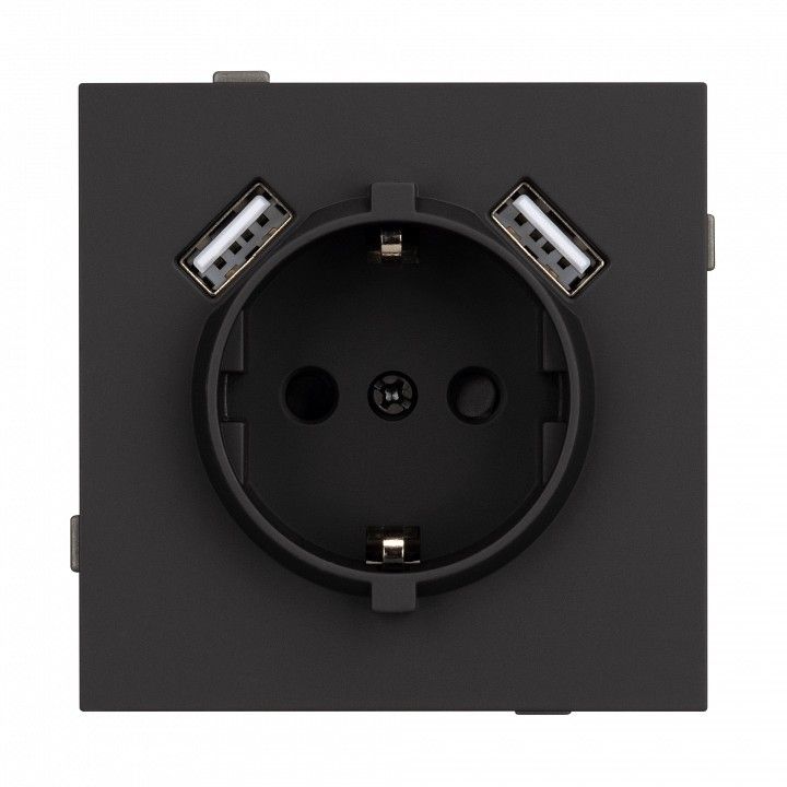 Розетка с заземлением и 2хUSB type A, без рамки Arlight SCT-TENDO 054603