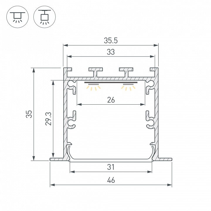 Профиль встраиваемый Arlight LINIA 059365
