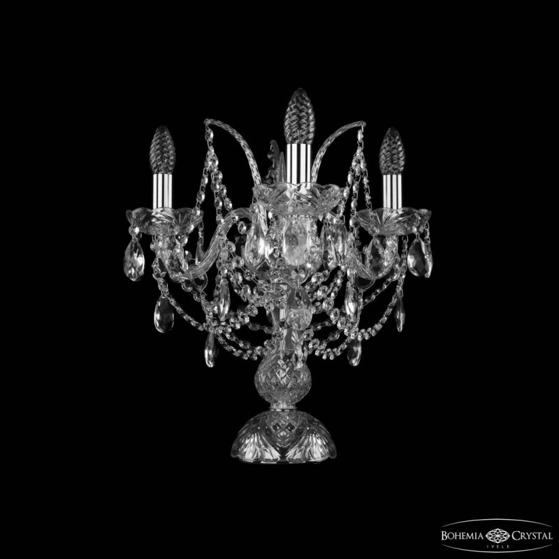 Настольная лампа декоративная Bohemia Ivele Crystal 1411 1411L/3/141-39 Ni