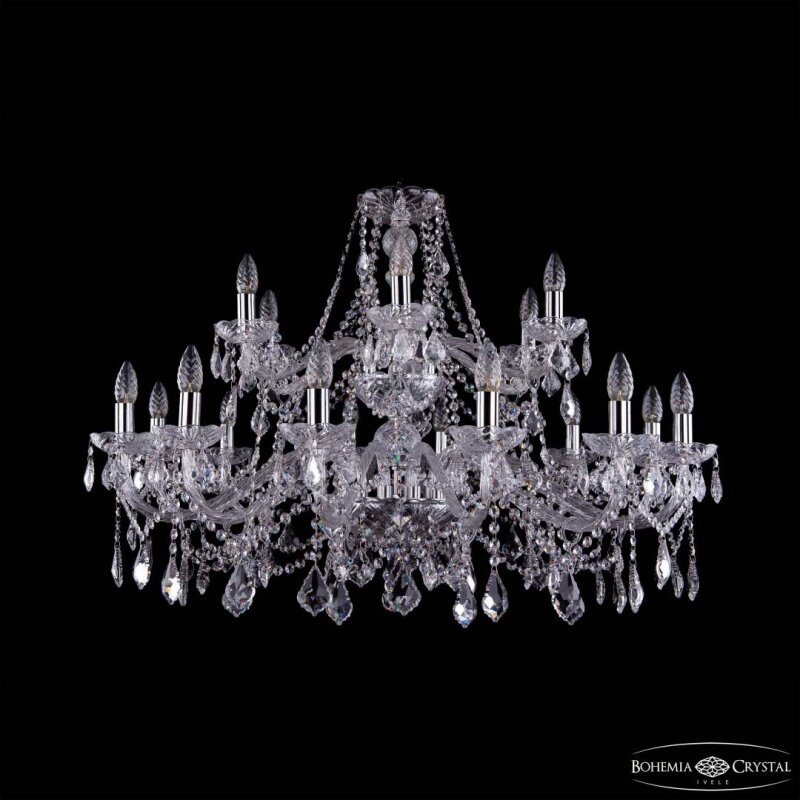 Подвесная люстра Bohemia Ivele Crystal 1413 1413/12+6/360/2d Ni Leafs