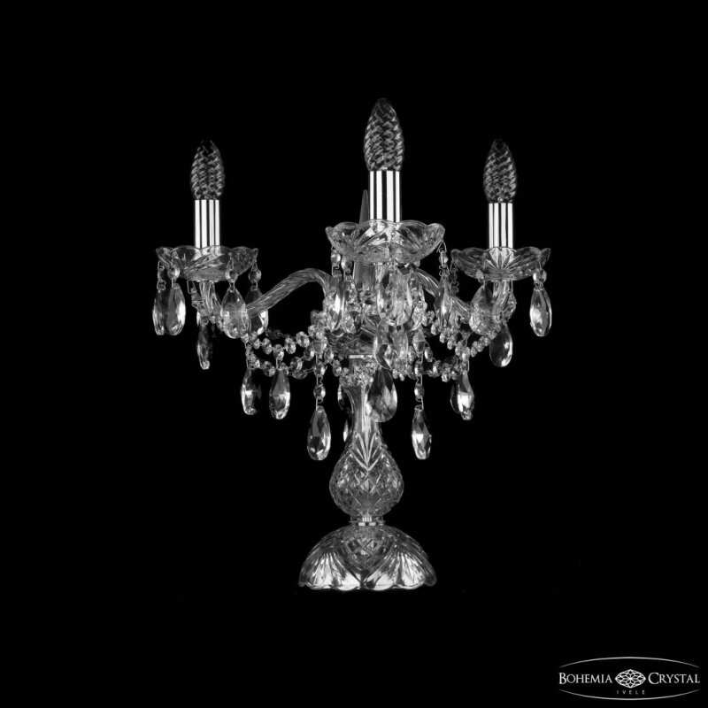 Настольная лампа декоративная Bohemia Ivele Crystal 1415 1415L/3/141-39 Ni