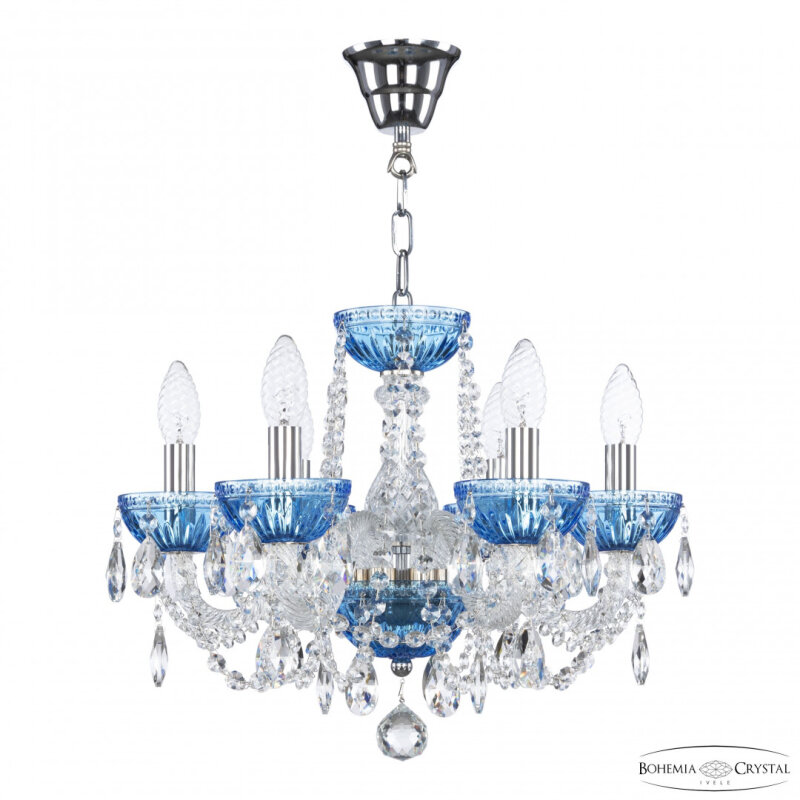 Подвесная люстра Bohemia Ivele Crystal 5402 5402/6/141 Ni Aquamarine/M-1G