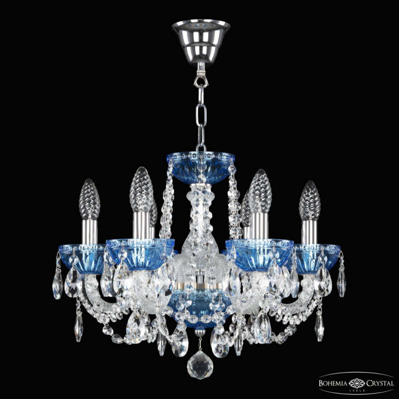 Подвесная люстра Bohemia Ivele Crystal 5402 5402/6/141 Ni Aquamarine/M-1G