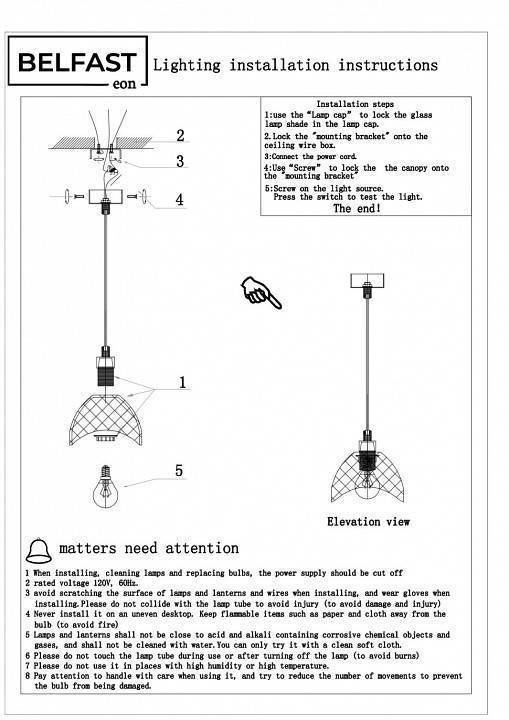 Подвесной светильник Belfast Clifton D33331-1 GL GR