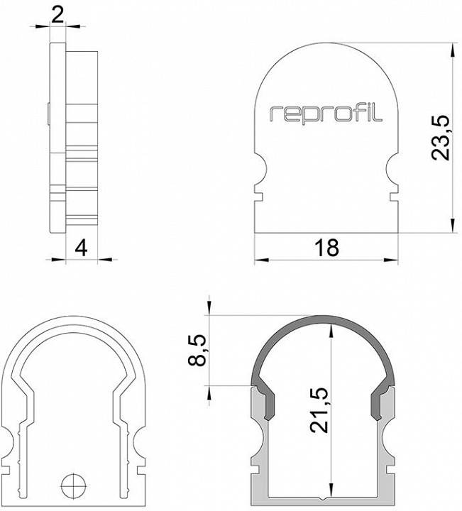 Набор заглушек для профиля (10 шт.) Deko-Light R-AU-02-12 серый 979531
