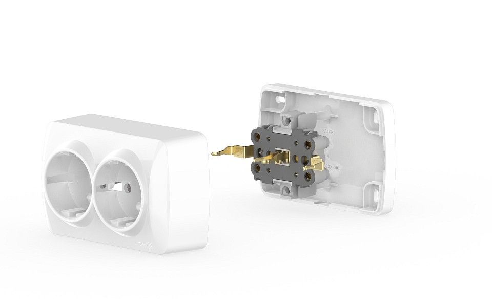 Розетка двойная с заземлением Elbi Eleсtriс Alsu 7 504-010200-907