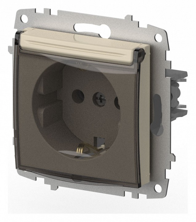Розетка с заземлением с крышкой, без рамки Elbi Eleсtriс Zena Vega 609-010300-218