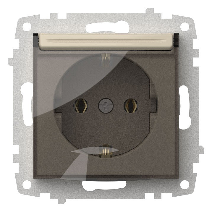 Розетка с заземлением с крышкой, без рамки Elbi Eleсtriс Zena Vega 609-010300-218