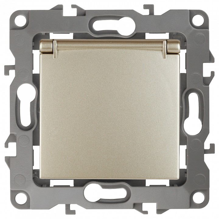 Розетка с заземлением и со шторкой, без рамки с крышкой Эра Эра 12 12-2103-04