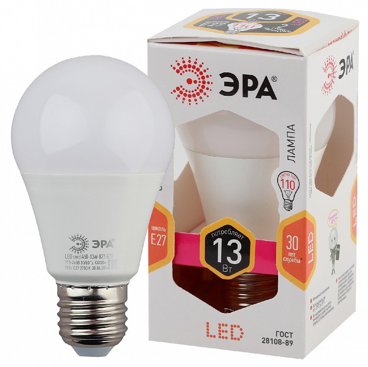 Лампа светодиодная Эра  LED A60-13W-827-E27
