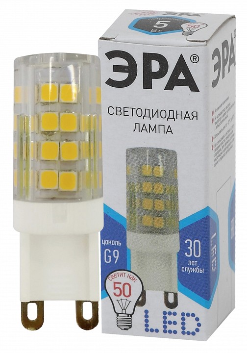 Лампа светодиодная ЭРА Стандарт G9 5 Вт 4000 К LED-JCD-5W-CER-840-G9