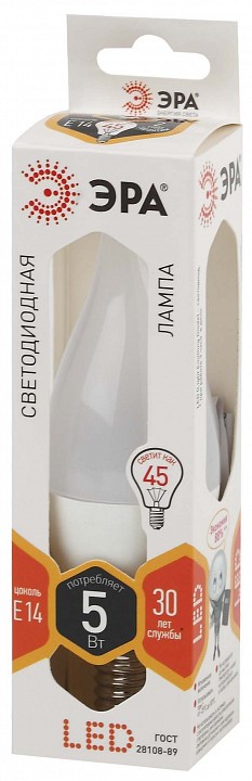 Лампа светодиодная Эра  E14 5Вт 2700K LED BXS-5W-827-E14