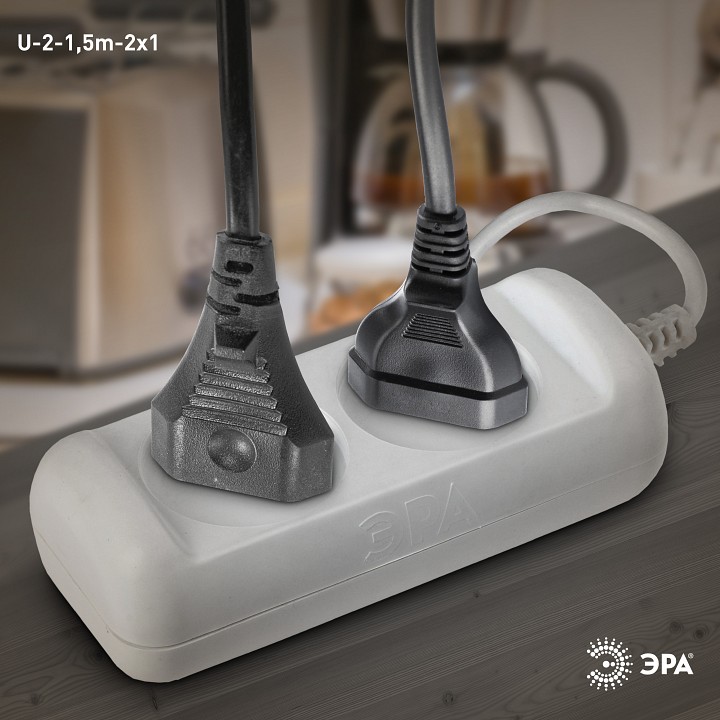 Удлинитель Эра  U-2-1,5m-2x1