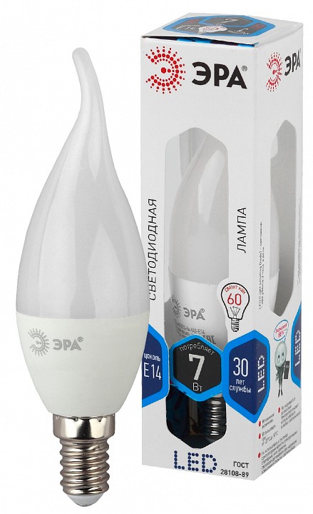 Лампа светодиодная ЭРА Стандарт E14 7 Вт 4000 К LED-BXS-7W-840-E14