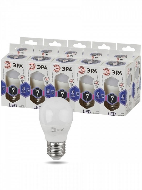 Лампа светодиодная Эра Стандарт LED P45-7W-860-E27