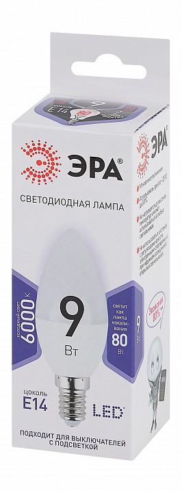 Лампа светодиодная Эра Стандарт LED B35-9W-860-E14