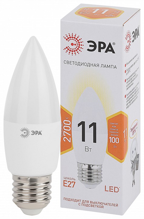 Лампа светодиодная Эра Стандарт LED B35-11W-827-E27