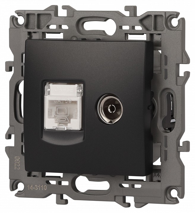 ТВ-розетка и розетка Ethernet RJ-45 без рамки Эра Эра Elegance 14-3110-05