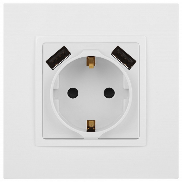 Розетка с заземлением и со шторкой и 2хUSB, без рамки Эра Эра Elegance 14-4109-01