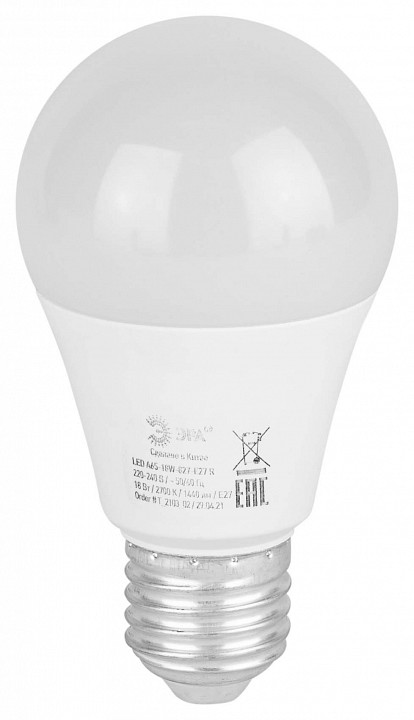Лампа светодиодная Эра  E27 18Вт 2700K LED A65-18W-827-E27 R