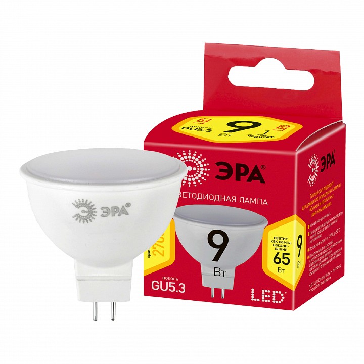 Лампа светодиодная Эра  LED MR16-9W-827-GU5.3 R