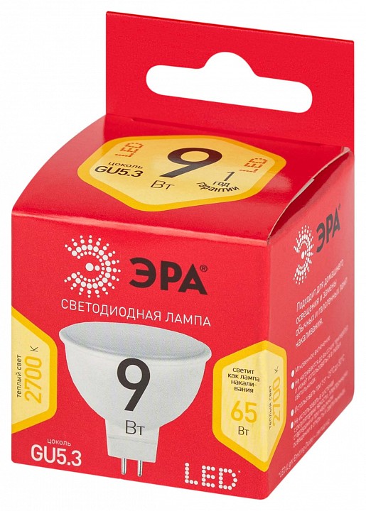 Лампа светодиодная Эра  LED MR16-9W-827-GU5.3 R