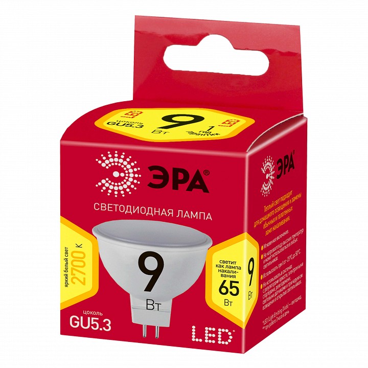 Лампа светодиодная Эра  LED MR16-9W-827-GU5.3 R