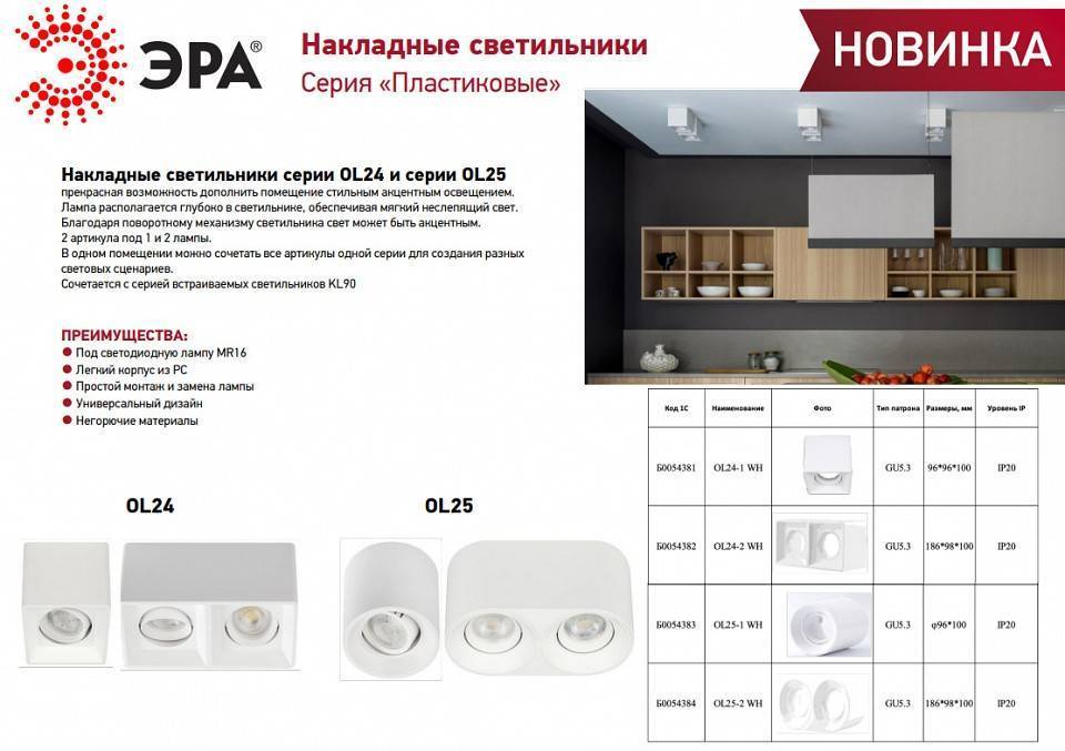 Накладной светильник Эра OL24-1 WH Б0054381