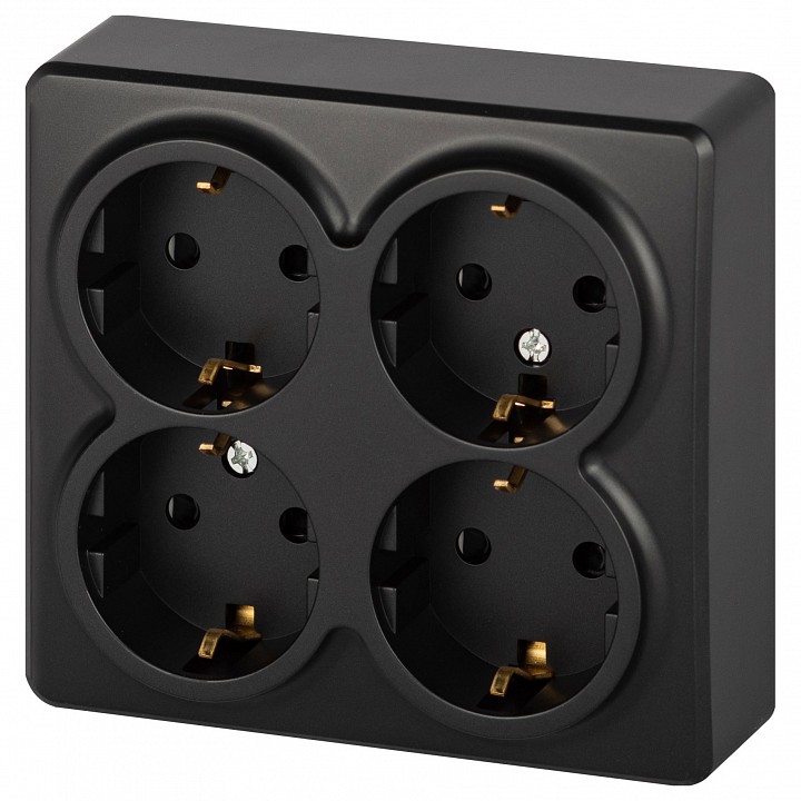 Розетка четверная с заземлением и со шторками Эра Эра Эксперт 11-2211-05