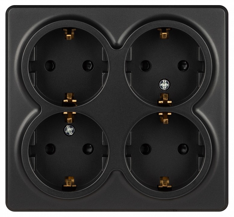 Розетка четверная с заземлением и со шторками Эра Эра Эксперт 11-2211-05