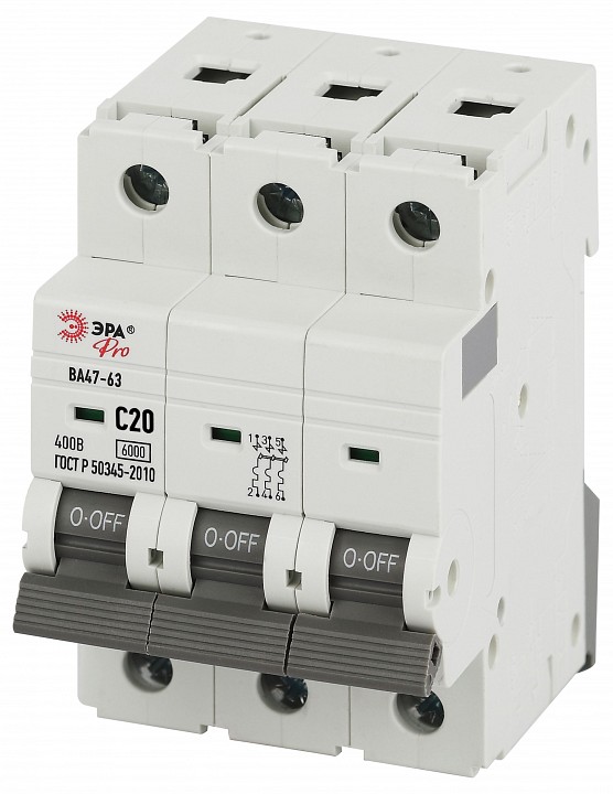 Автоматический выключатель 3P Эра ВА47-63 VA63-3P20C6
