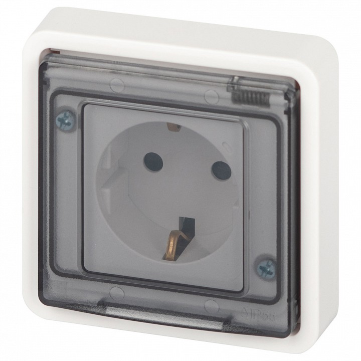 Розетка с заземлением с крышкой Эра Эра Эксперт 11-2521-01