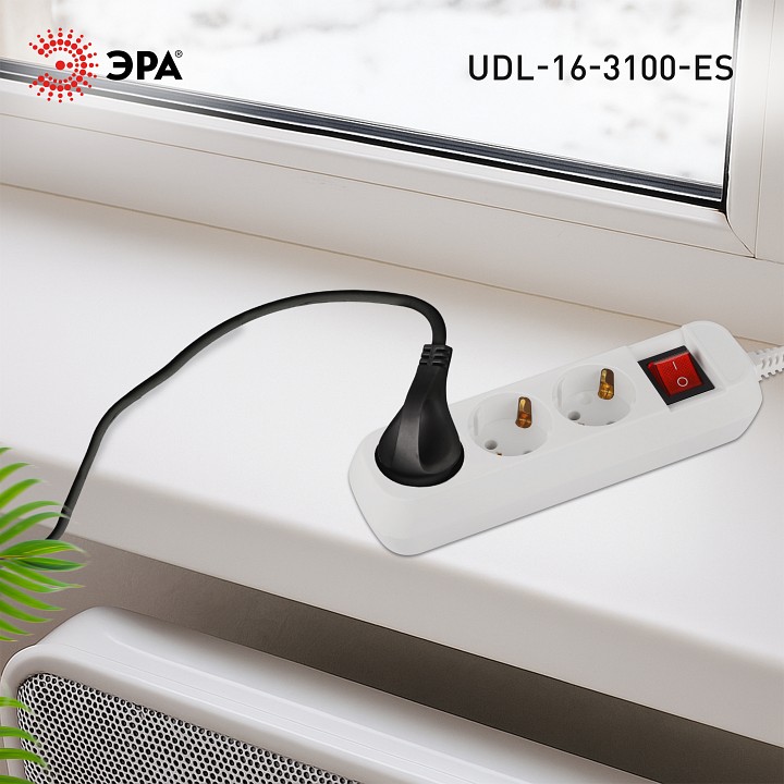 Удлинитель с выключателем Эра  UDL-16-3100-ES