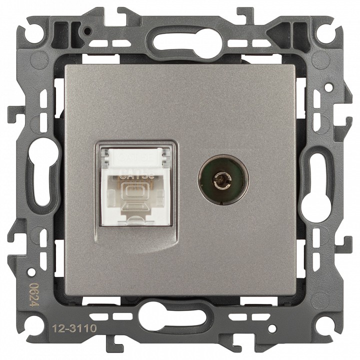 ТВ-розетка и розетка Ethernet RJ-45 без рамки Эра Эра 12 12-3110-16