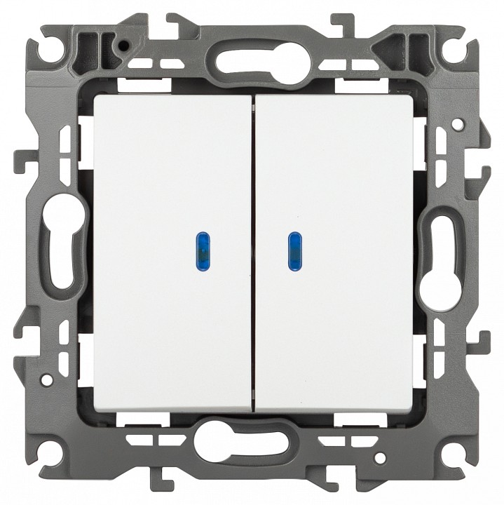 Выключатель двухклавишный с подсветкой без рамки Эра Эра 12 12-1105-01М