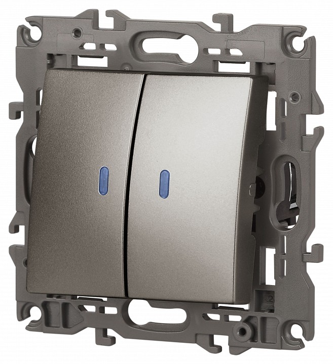 Выключатель двухклавишный с подсветкой без рамки Эра Эра Elegance 14-1105-16