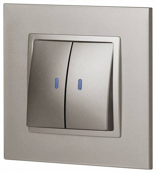 Выключатель двухклавишный с подсветкой без рамки Эра Эра Elegance 14-1105-16