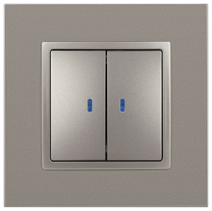 Выключатель двухклавишный с подсветкой без рамки Эра Эра Elegance 14-1105-16