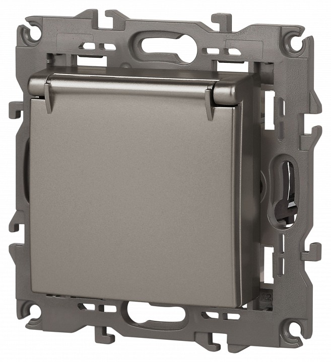 Розетка с заземлением и со шторкой, без рамки с крышкой Эра Эра Elegance 14-2103-16