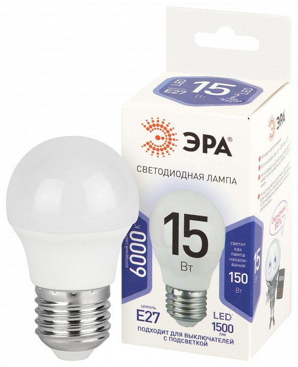 Лампа светодиодная Эра Стандарт LED P45-15W-860-E27
