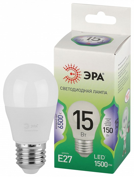 Лампа светодиодная ЭРА Green Line Шар P45 15 Вт E27 6500 К LED P45-15W-865-E27 GL