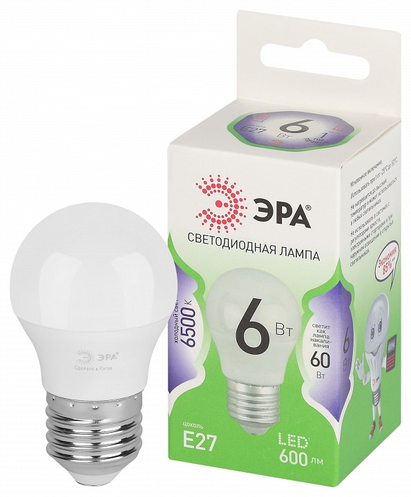 Лампа светодиодная Эра Green Line LED P45-6W-865-E27 GL